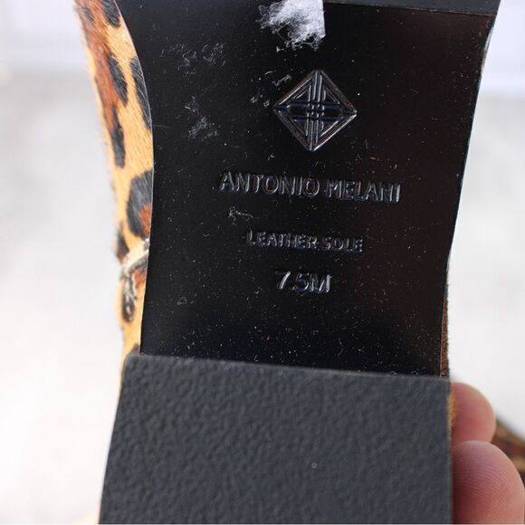 Antonio Melani lavonnie leopard print haircalf block heel pointed booties SZ 7.5 - Picture 2 of 5